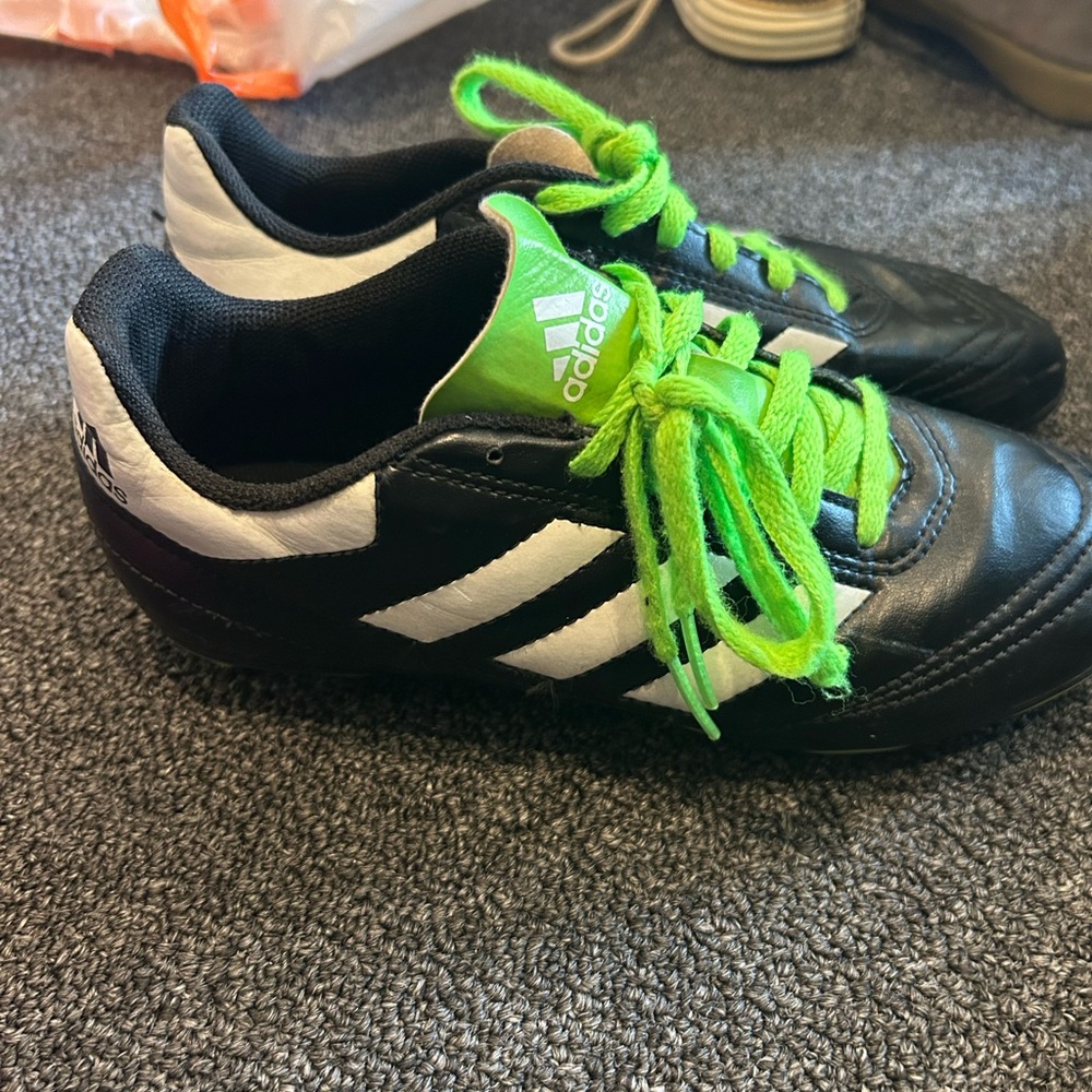 Adidas Kids Black and Green cleat